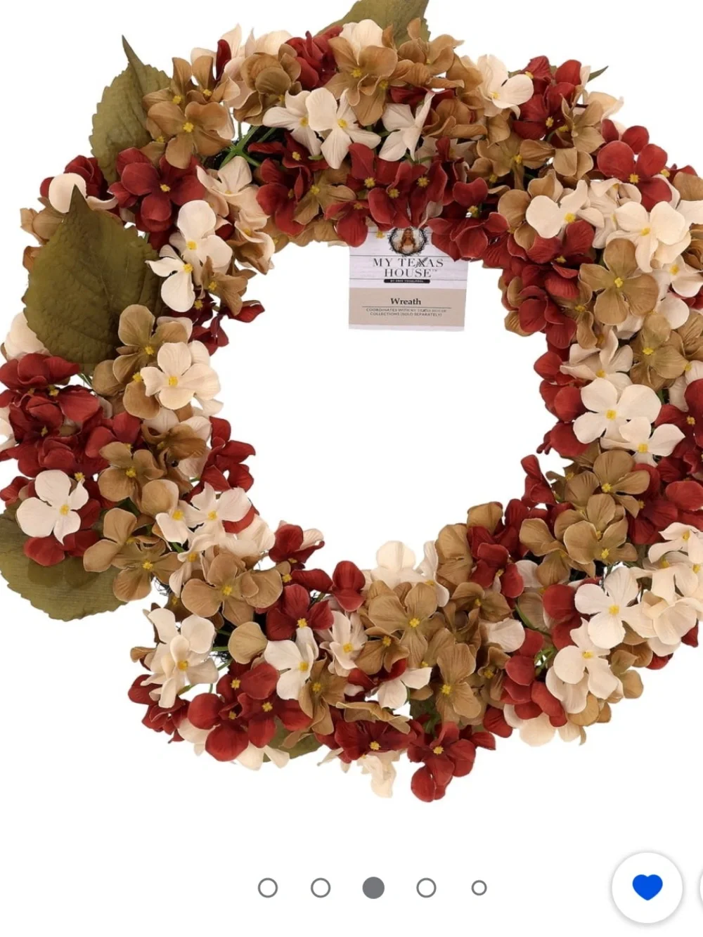 Texas House Hydrangea Wreath, Cream and Brown, 24
